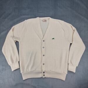The Fox Collection Cardigan Sweater Button Up Men's Vintage Size L Ivory USA
